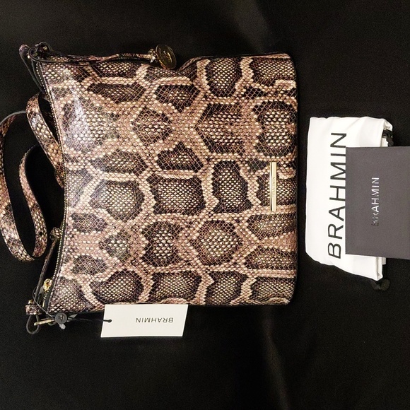 BRAHMIN KATIE Brown Snake Print Crossbody - Picture 3 of 12